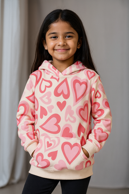 Kids Hoodie Heart Print Sweatshirt â€“ Unisex Hoodies
