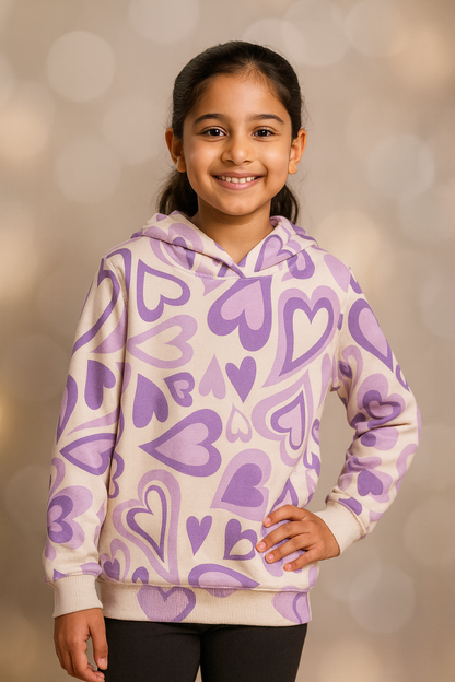Kids Hoodie Heart Print Sweatshirt â€“ Unisex Hoodies
