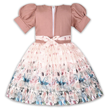 Girls Ethnic Party Wear Dress with Embroidered Bodice & Floral Chiffon Skirt