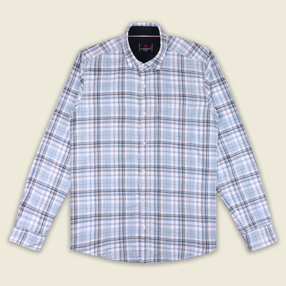 Men’s Cotton Blend Checkered Shirt with Long Sleeves
