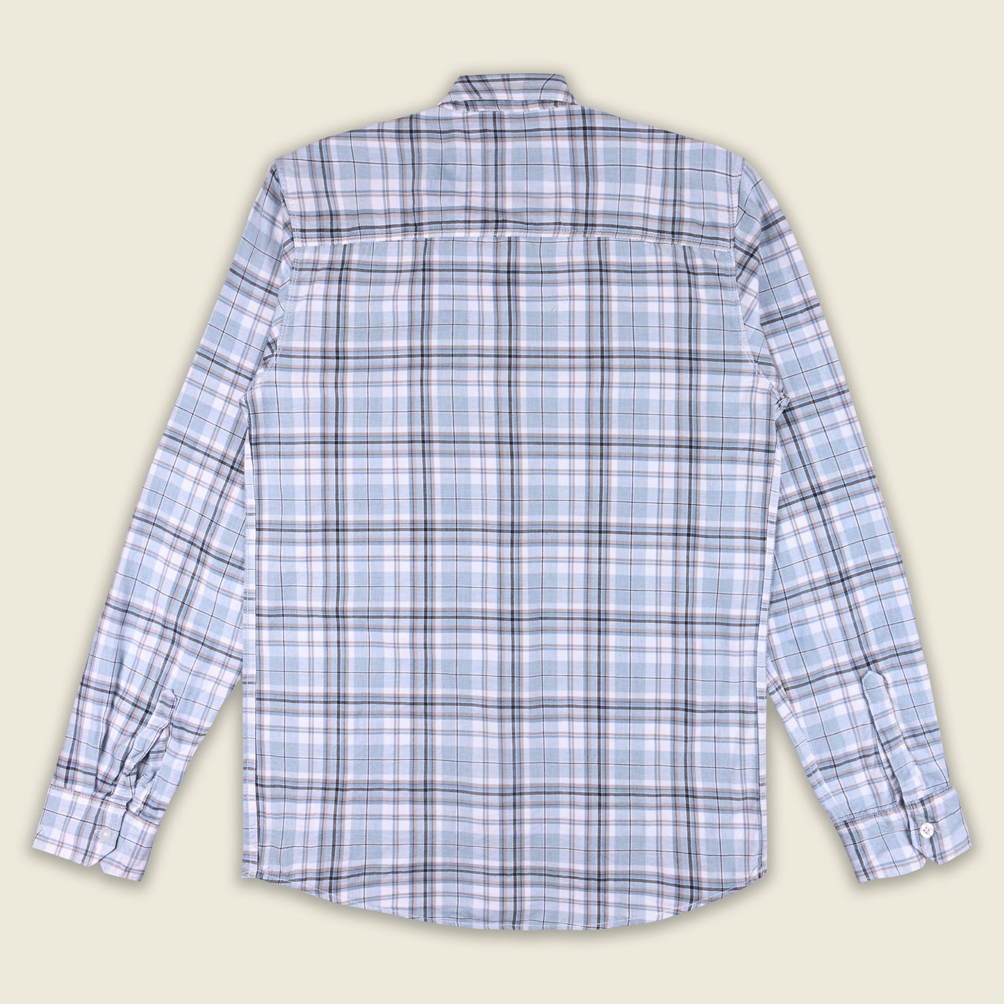 Men’s Cotton Blend Checkered Shirt with Long Sleeves