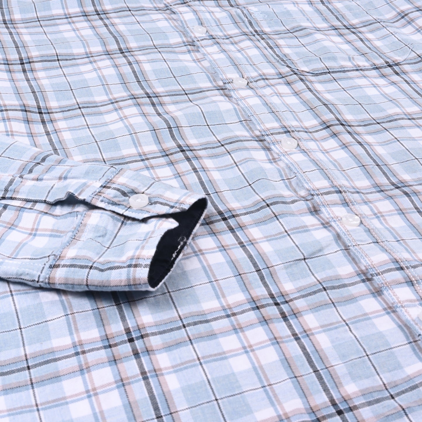 Men’s Cotton Blend Checkered Shirt with Long Sleeves