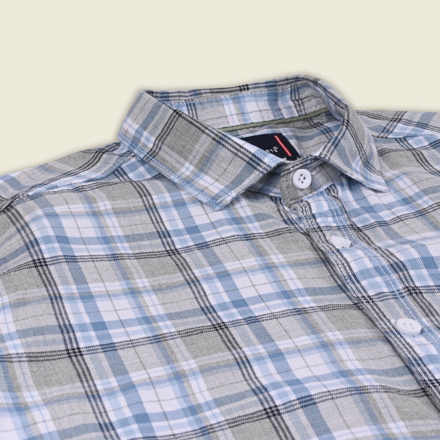 Men’s Cotton Blend Checkered Shirt with Long Sleeves