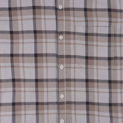 Men’s Cotton Blend Checkered Shirt with Long Sleeves