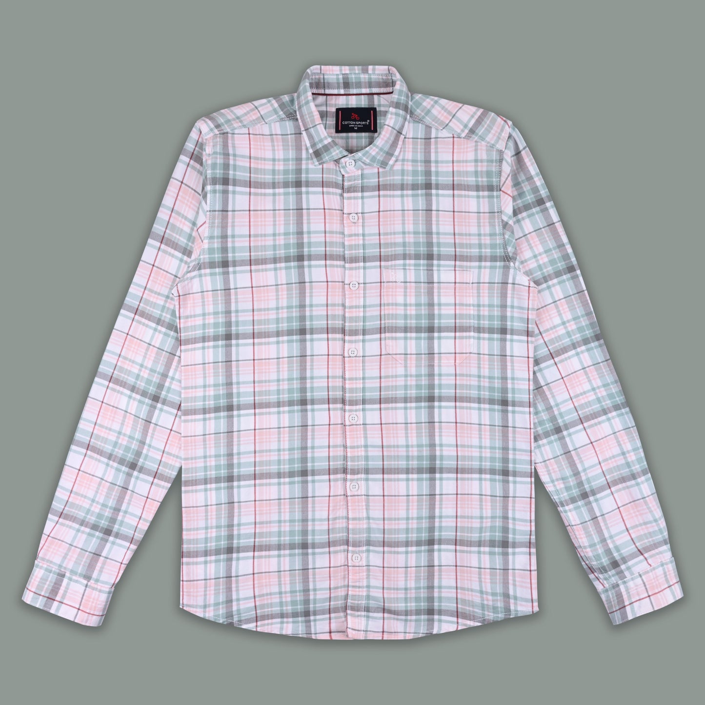Men’s Cotton Blend Checkered Shirt with Long Sleeves