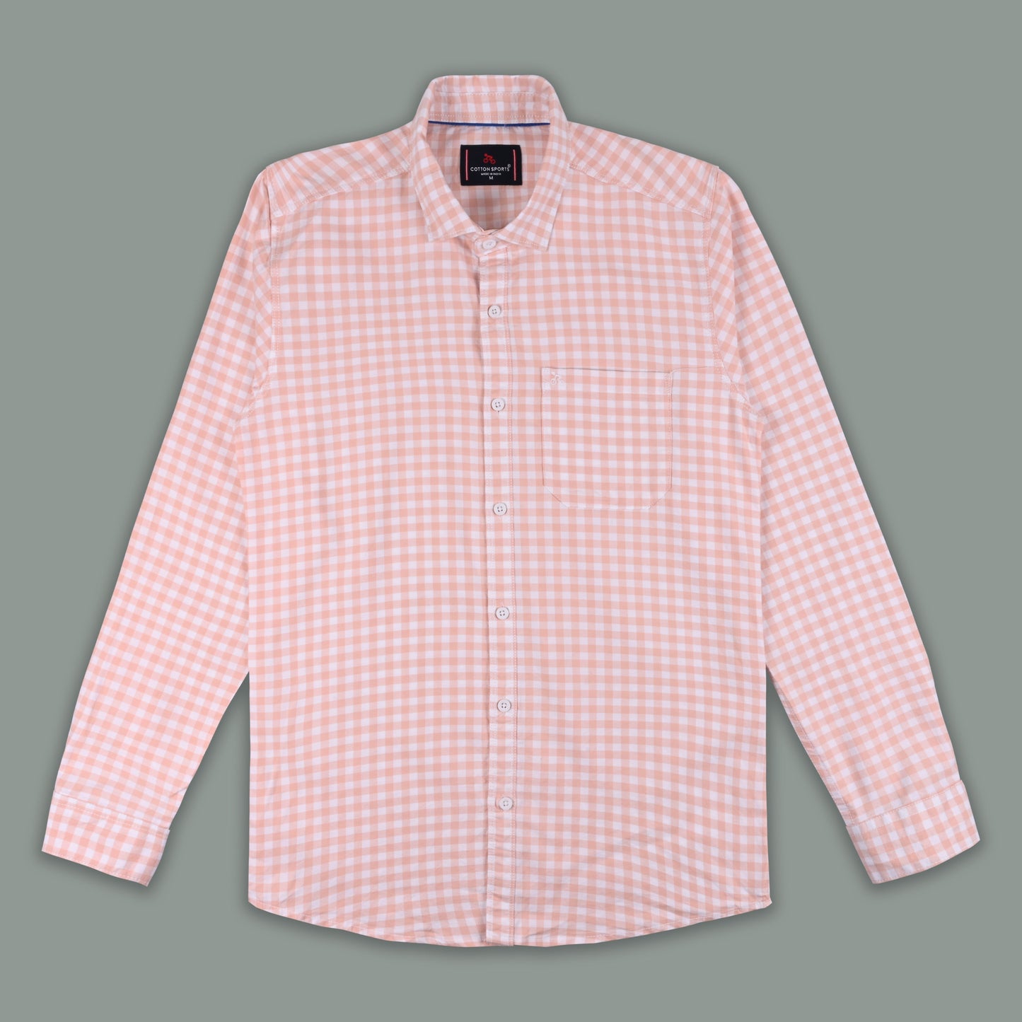 Men’s Cotton Blend Checkered Shirt with Long Sleeves
