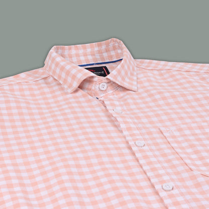 Men’s Cotton Blend Checkered Shirt with Long Sleeves