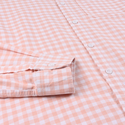 Men’s Cotton Blend Checkered Shirt with Long Sleeves