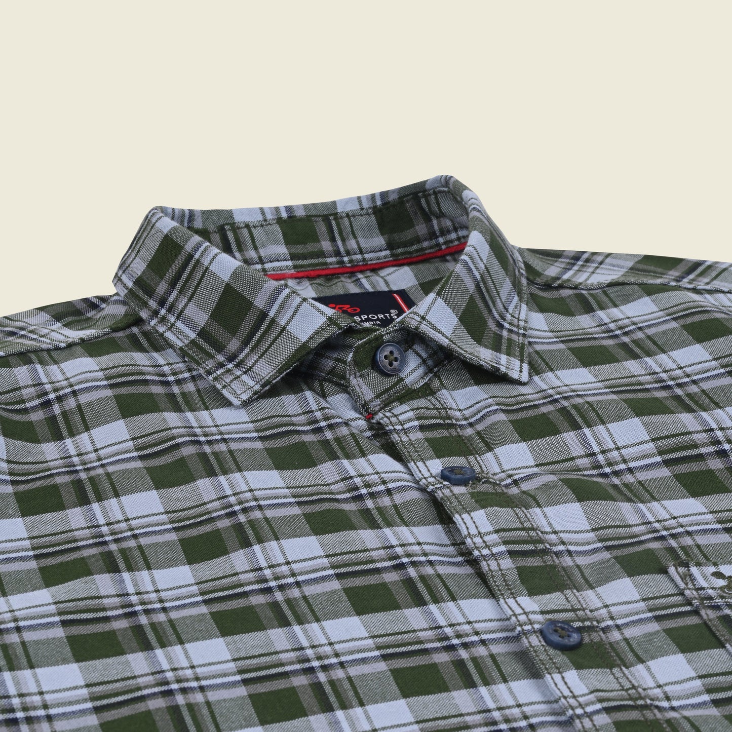 Men’s Cotton Blend Checkered Shirt with Long Sleeves