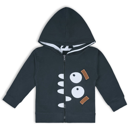 Buy Dark Grey Unisex Cotton Sweatshirt | Best Hoodies for Baby Boys Online | Kids Hoodies Under 599 | Fun Monster Design Hoodie for Baby Boys