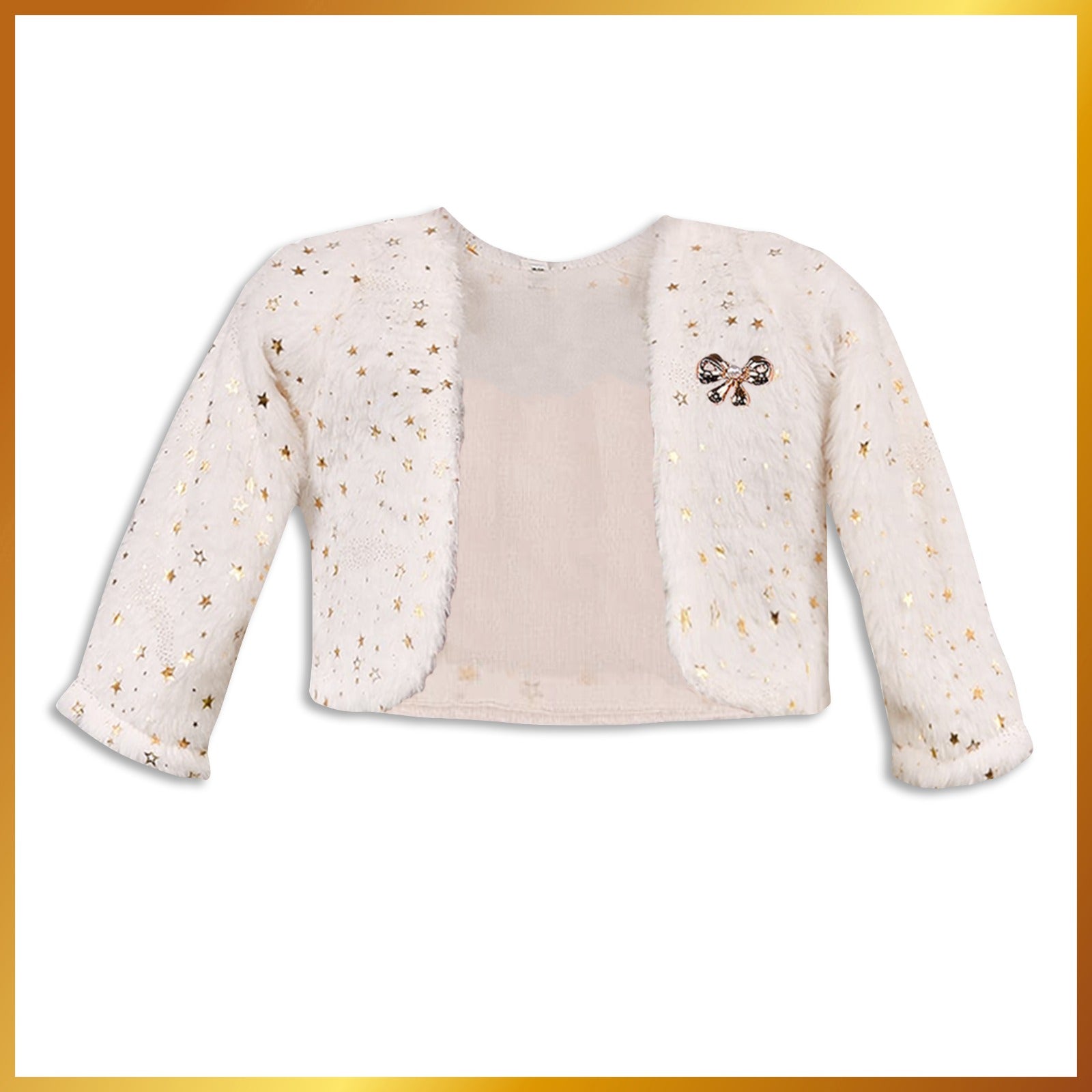 Stylish Premium Girls White Fur Shrug | Baby Girls Winter & Christmas Party Jacket