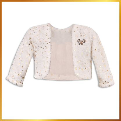 Stylish Premium Girls White Fur Shrug | Baby Girls Winter & Christmas Party Jacket