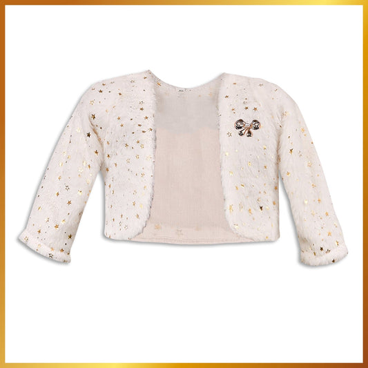 Stylish Premium Girls White Fur Shrug | Baby Girls Winter & Christmas Party Jacket