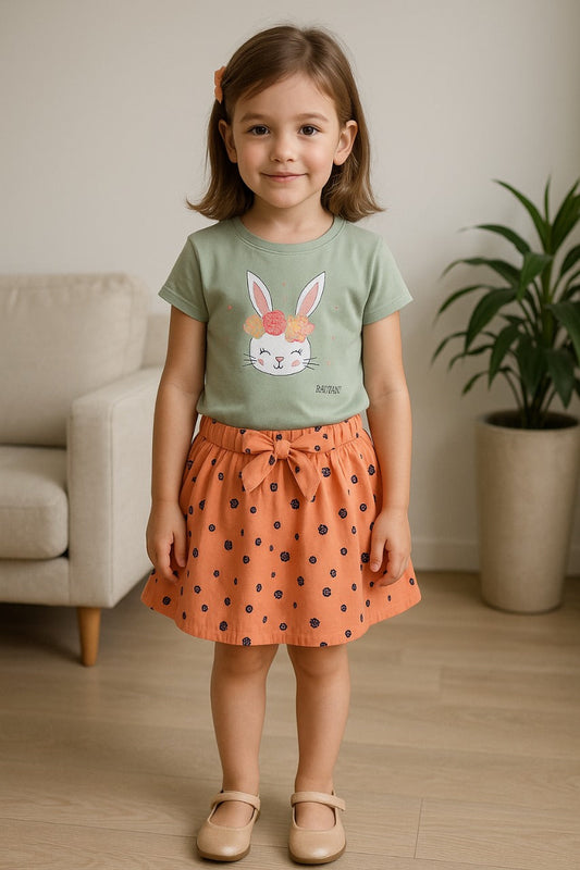 Baby Girls Graphic Print Top and Skirt Set - Navy Blue
