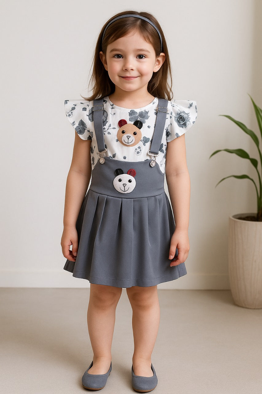 Girls Pure Cotton Pink Rose One-Shoulder Dress