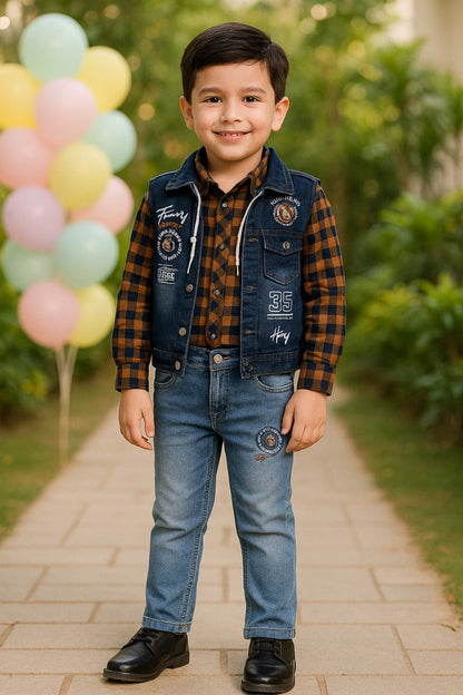 Jivzo Shirt With Waistcoat And Pant For Boys