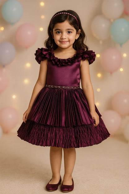 Girls Solid A-Line Frock Dress