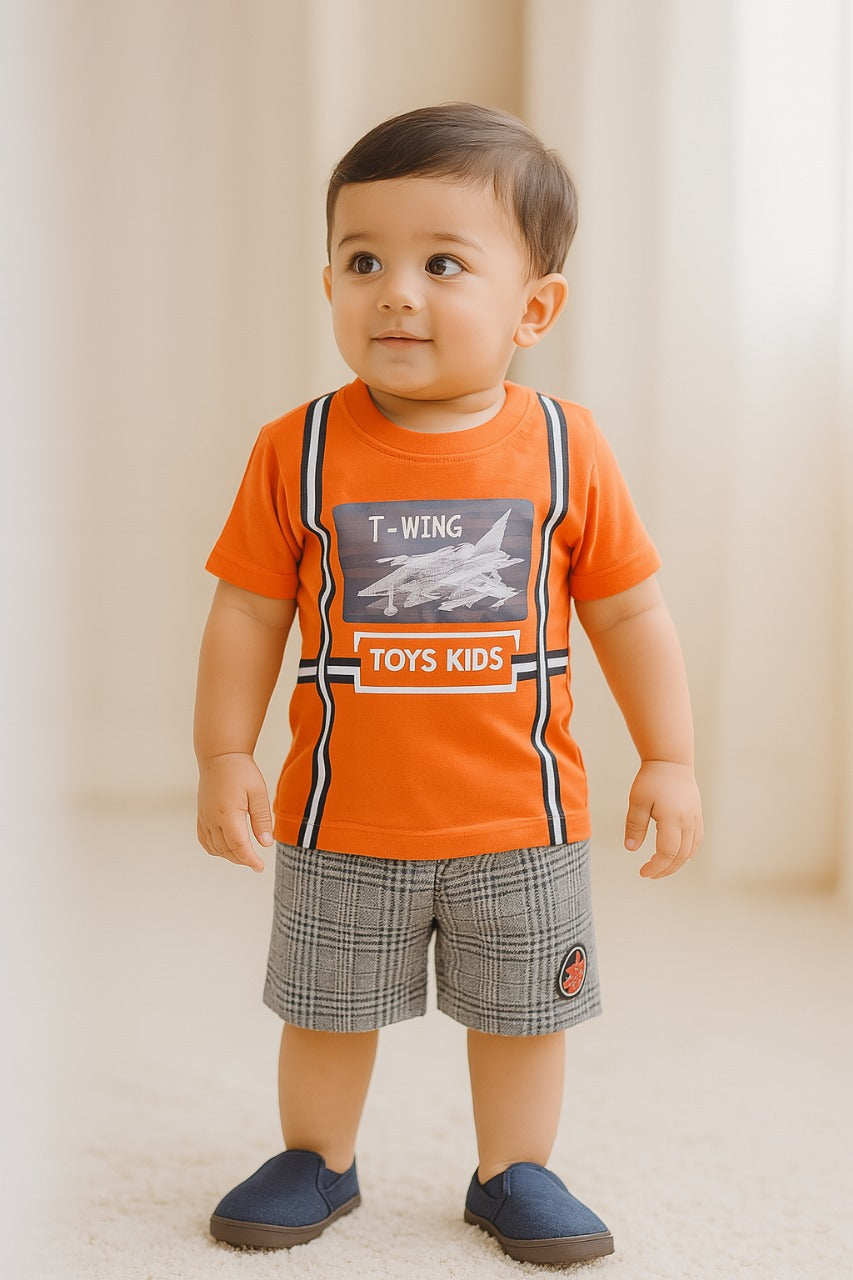 Jivzo Clothing Set Boys T-Shirt and Short-(bt52org)