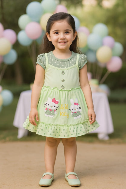 Girls Hello Kitty Embroidered Cotton Casual Dress