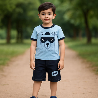 Fabesta Baby Boys Party(Festive) T-shirt Shorts  (bt10blu)