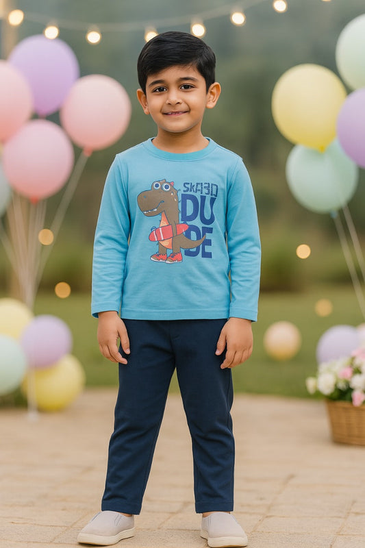 Boys Printed T-Shirt and Pant Clothing Set