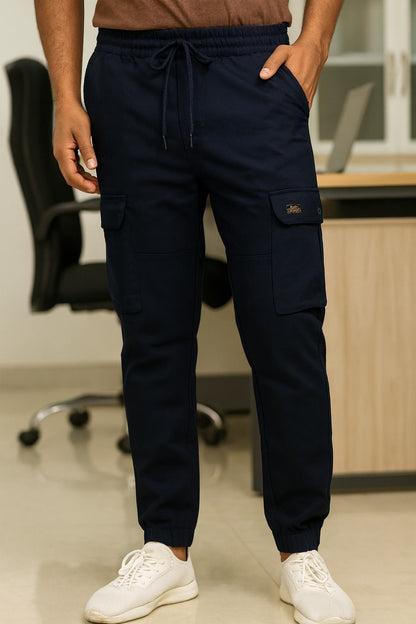 Men’s Cotton Cargo Pants | Comfortable Casual Wear with Multi Utility Pockets | Elastic Waist & Cuffed Jogger Fit