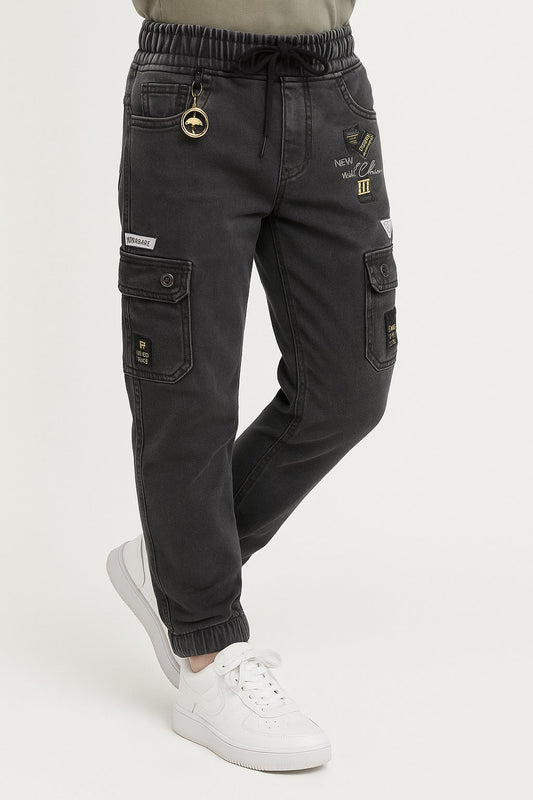 Boys Denim Printed Jogger Fit Jeans