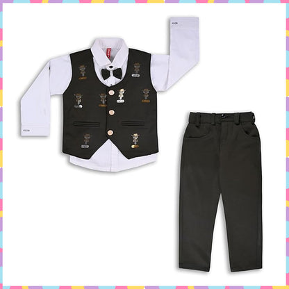 Jivzo Shirt With Waistcoat And Pant For Boys (bsp009dgrn)