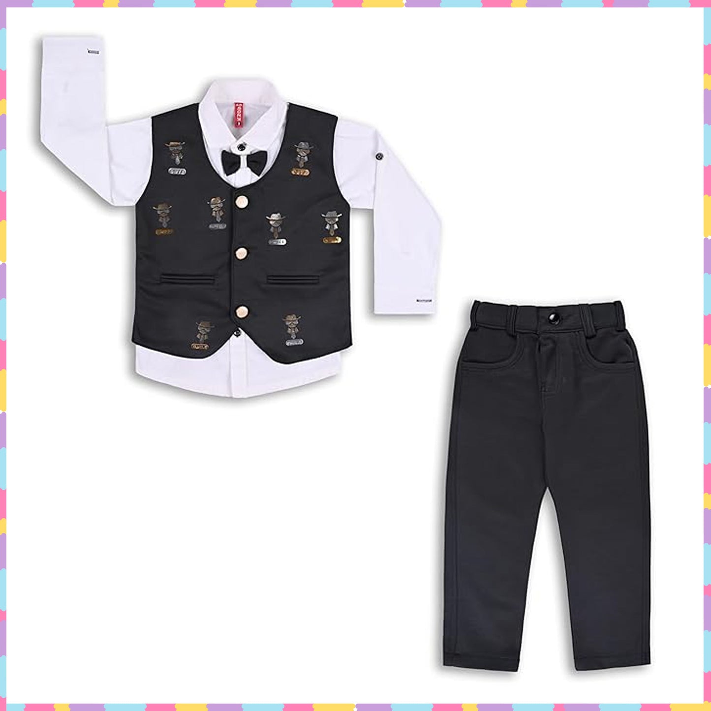 Jivzo Shirt With Waistcoat And Pant For Boys