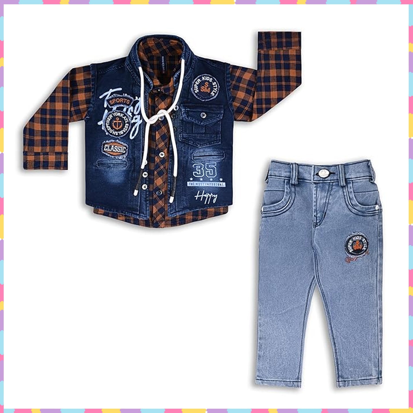 Jivzo Shirt With Waistcoat And Pant For Boys