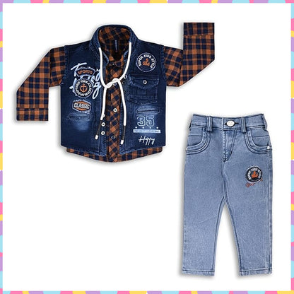 Jivzo Shirt With Waistcoat And Pant For Boys