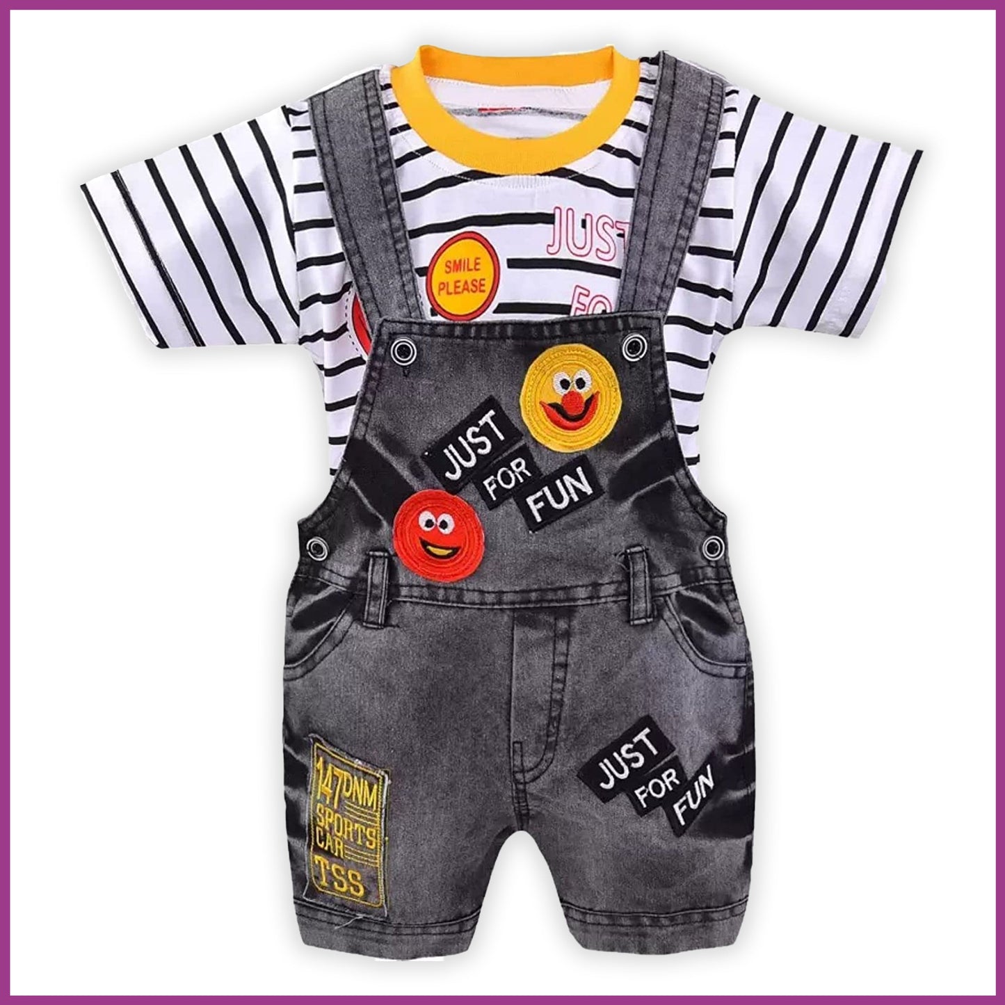 Jivzo Unisex Dungaree Dress for Baby Boys-Baby Girls-(bt31y)