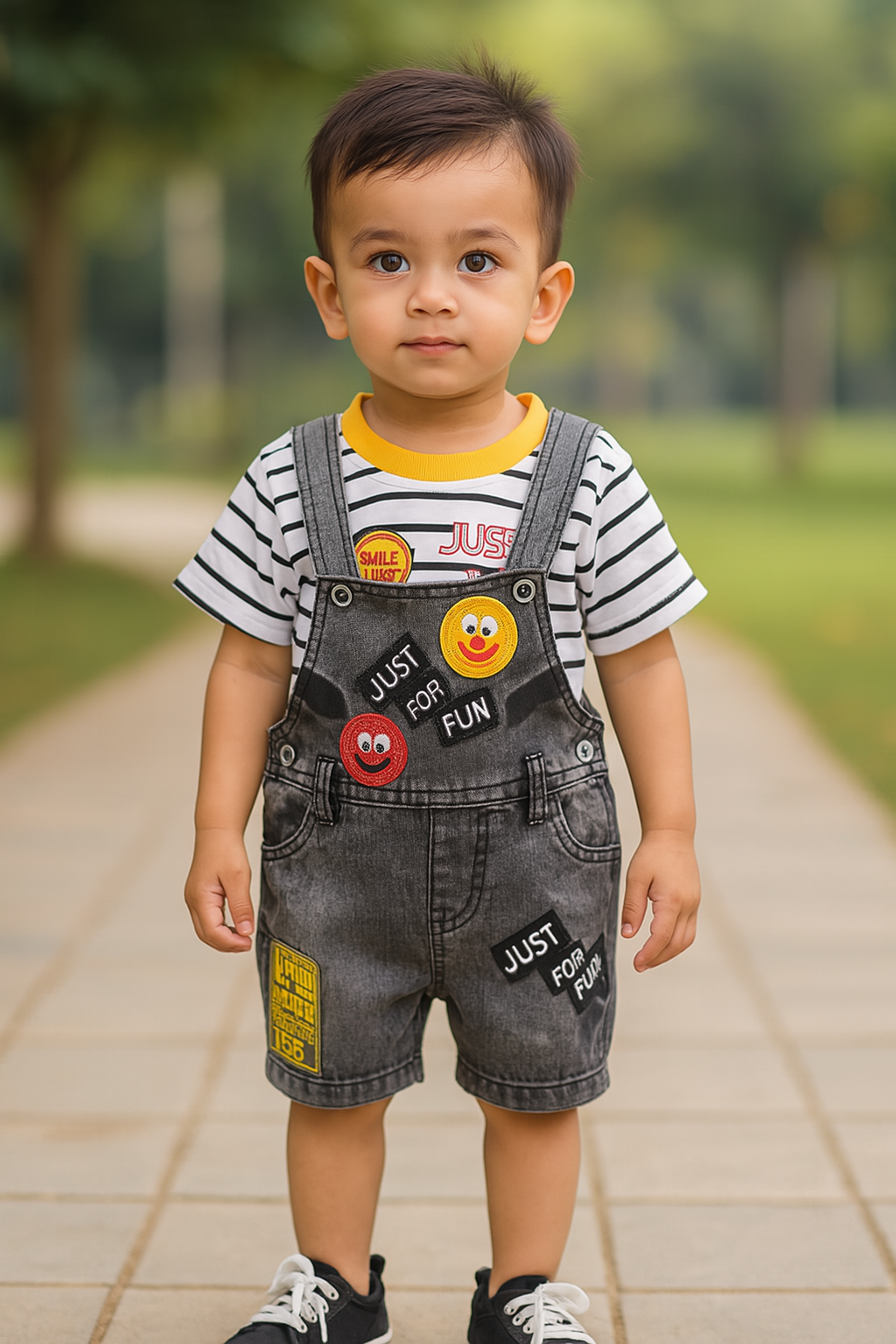 Jivzo Unisex Dungaree Dress for Baby Boys-Baby Girls-(bt31y)