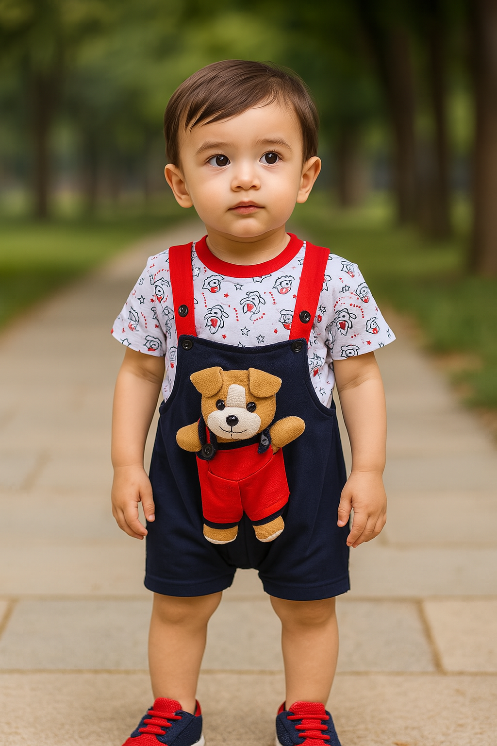 Fabesta Unisex Dungaree Dress for Baby Boys-Baby Girls-(bt32rd)