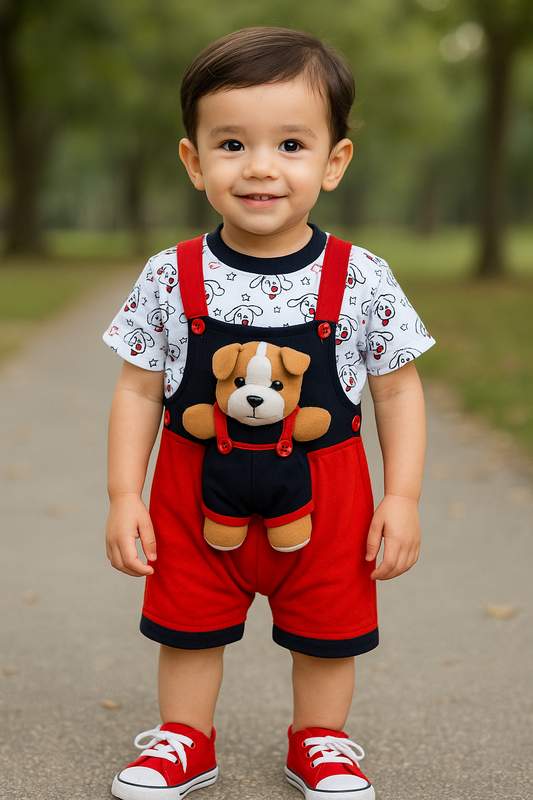 Jivzo Unisex Dungaree Dress for Baby Boys-Baby Girls-(bt32rd)