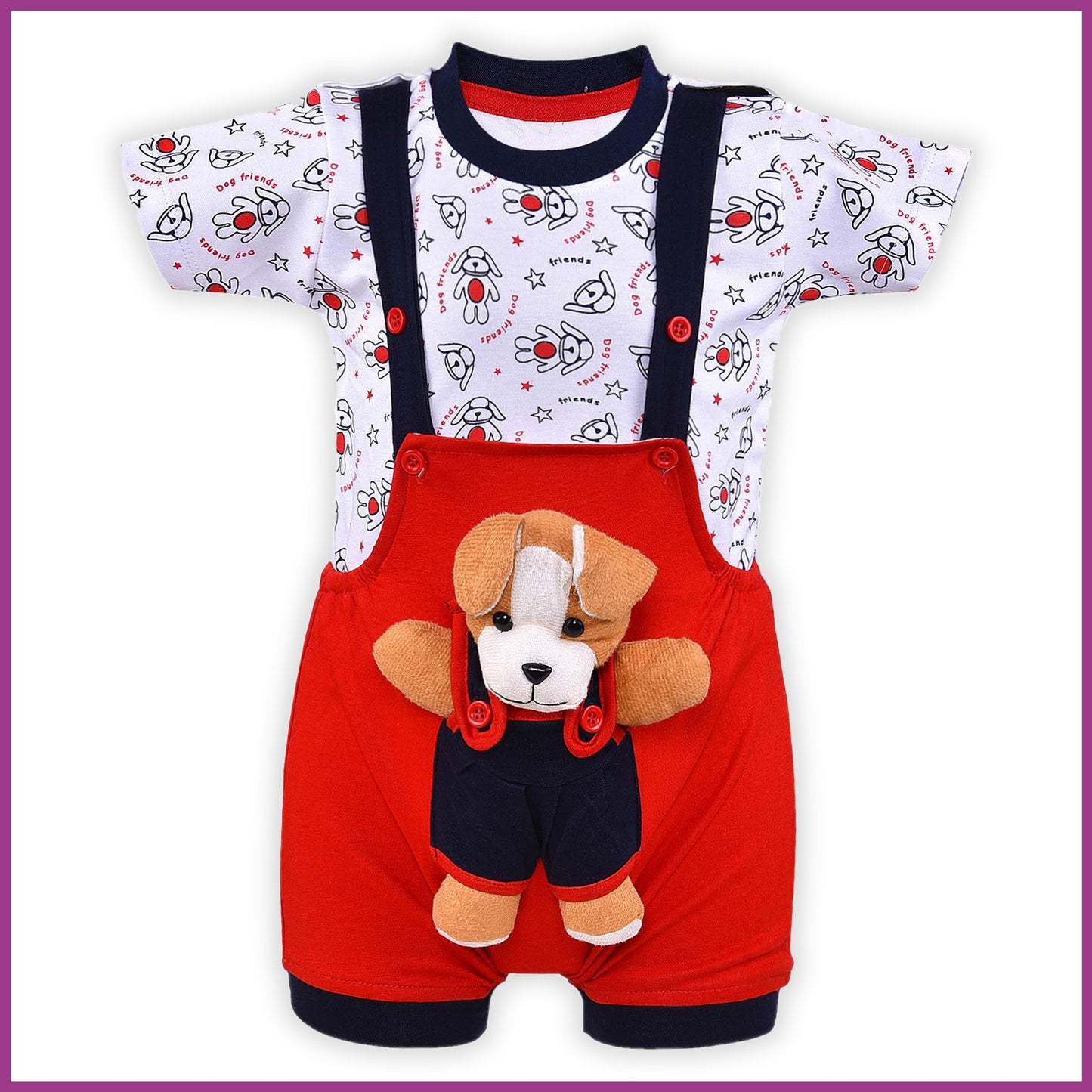 Fabesta Unisex Dungaree Dress for Baby Boys-Baby Girls-(bt32rd)