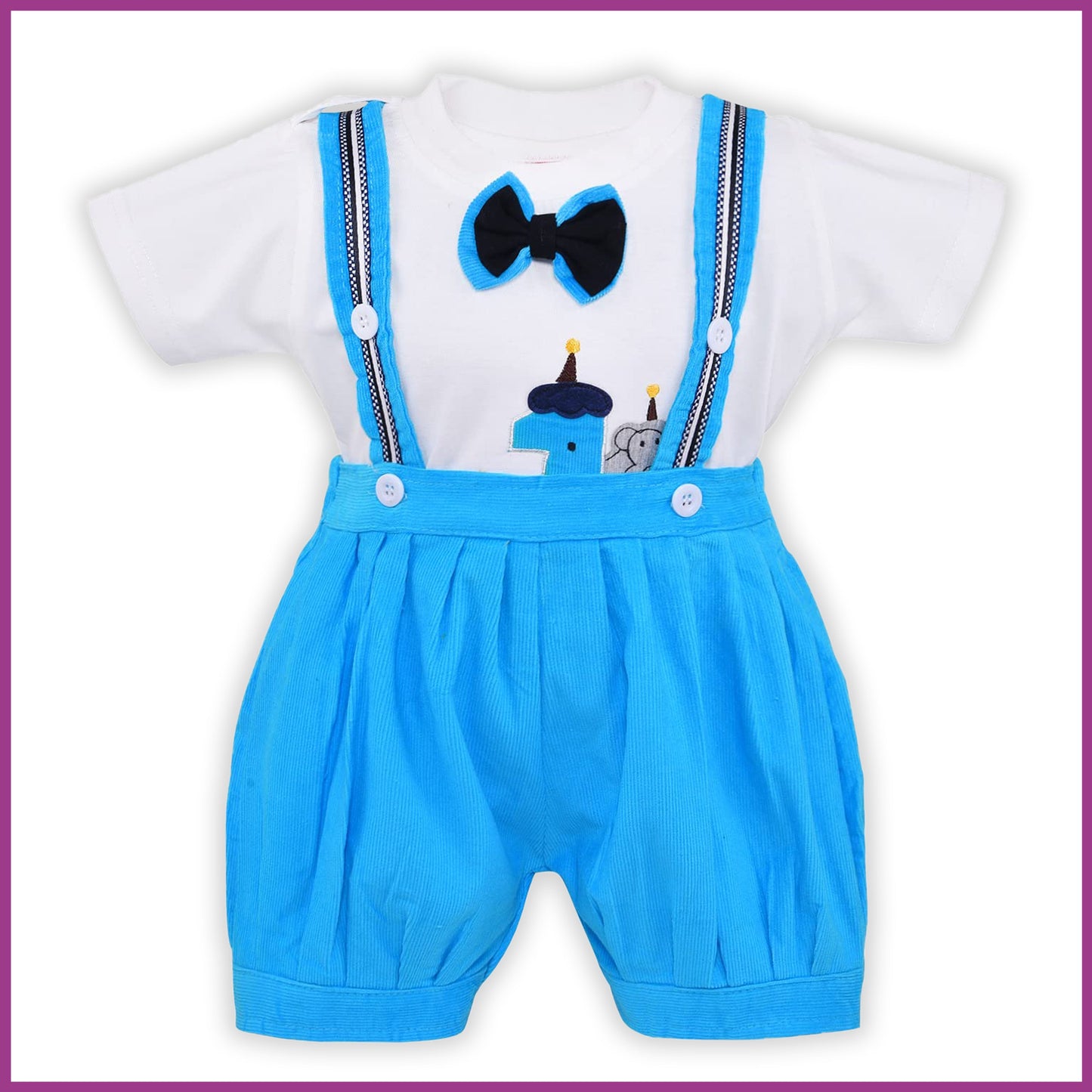 Jivzo Baby Boys T-Shirt And Dungaree For Boys-(bt502blu)