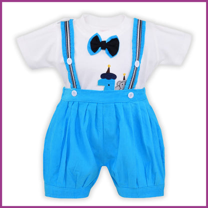 Jivzo Baby Boys T-Shirt And Dungaree For Boys-(bt502blu)