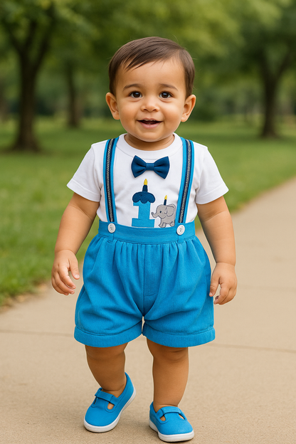Jivzo Baby Boys T-Shirt And Dungaree For Boys-(bt502blu)
