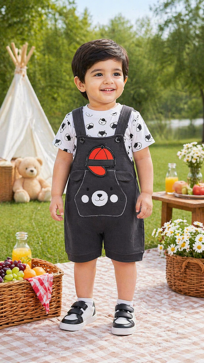 Boys Conversational Printed Dungaree Set