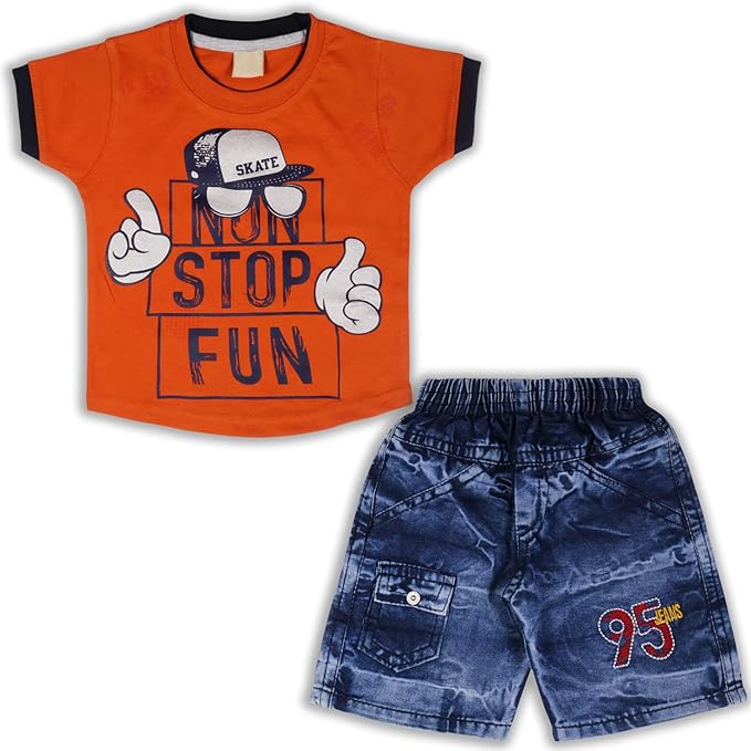 Baby Boys Casual Printed T-shirt and Shorts Clothing Set