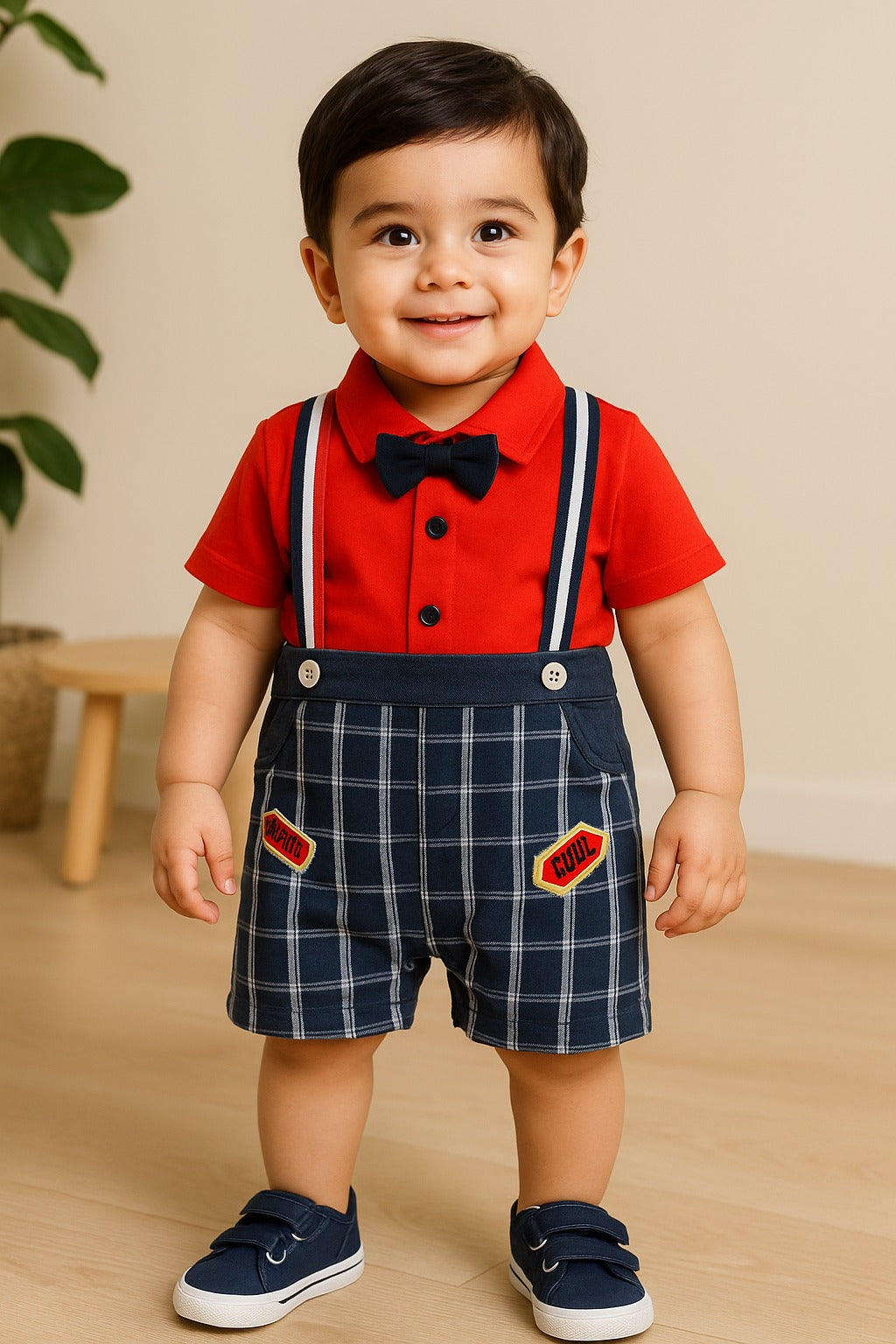 Boys Patch work  T- Shirt And Dungaree