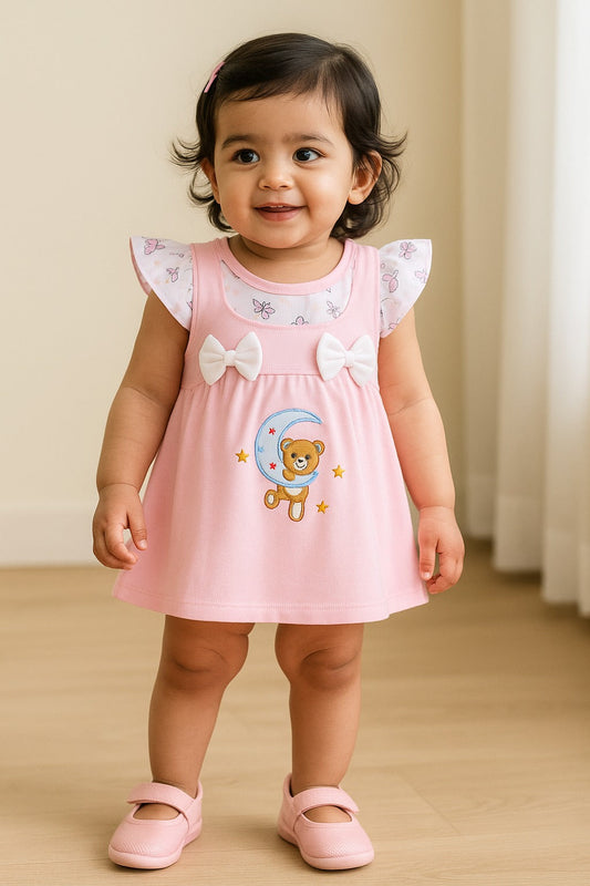 Girls Embroidered Cap Sleeve Frock with Brief - Light Green
