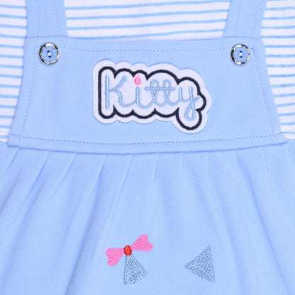 Girls Stripes and Embroidered Cap Sleeve Frock Dress comes With brief.