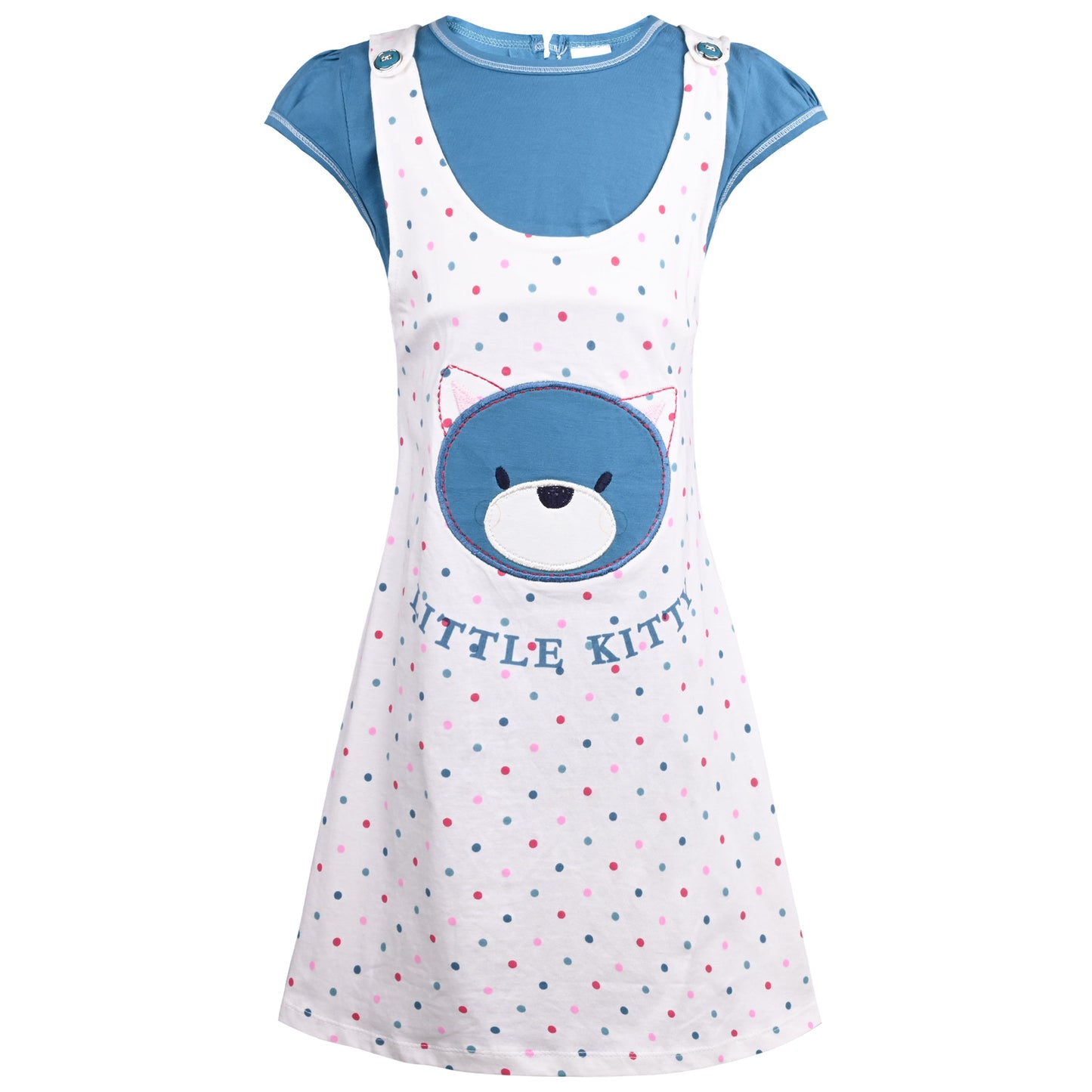 Girls Polka Print Fit and Flare Cap Sleeve Frock Dress