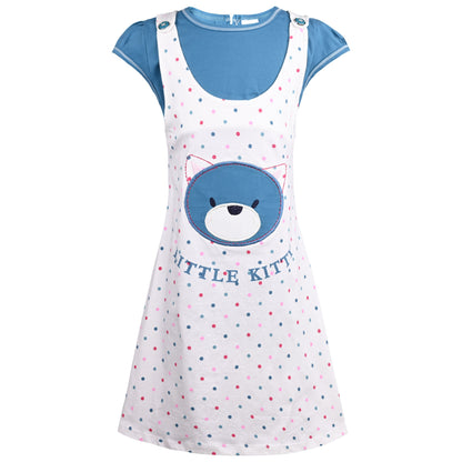 Girls Polka Print Fit and Flare Cap Sleeve Frock Dress