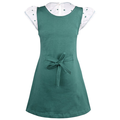 Girls Polka Print Fit and Flare Cap Sleeve Frock Dress