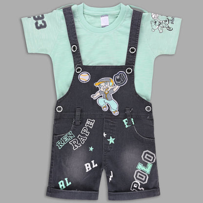 Boys Striped T-shirt and Denim Dungaree Set