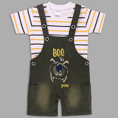Boys Striped T-shirt and Denim Dungaree Set