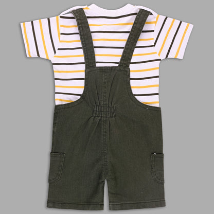 Boys Striped T-shirt and Denim Dungaree Set